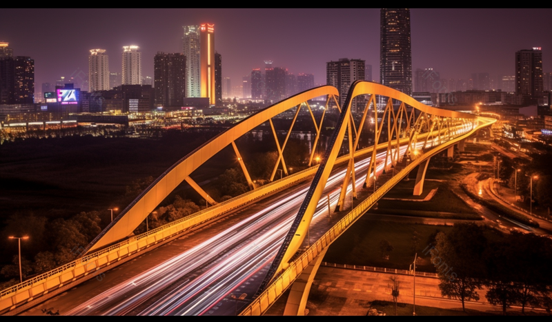 夜晚设计感车流高架桥夜景,高清,摄影图,摄影图片,图片大全,摄影图免费下载